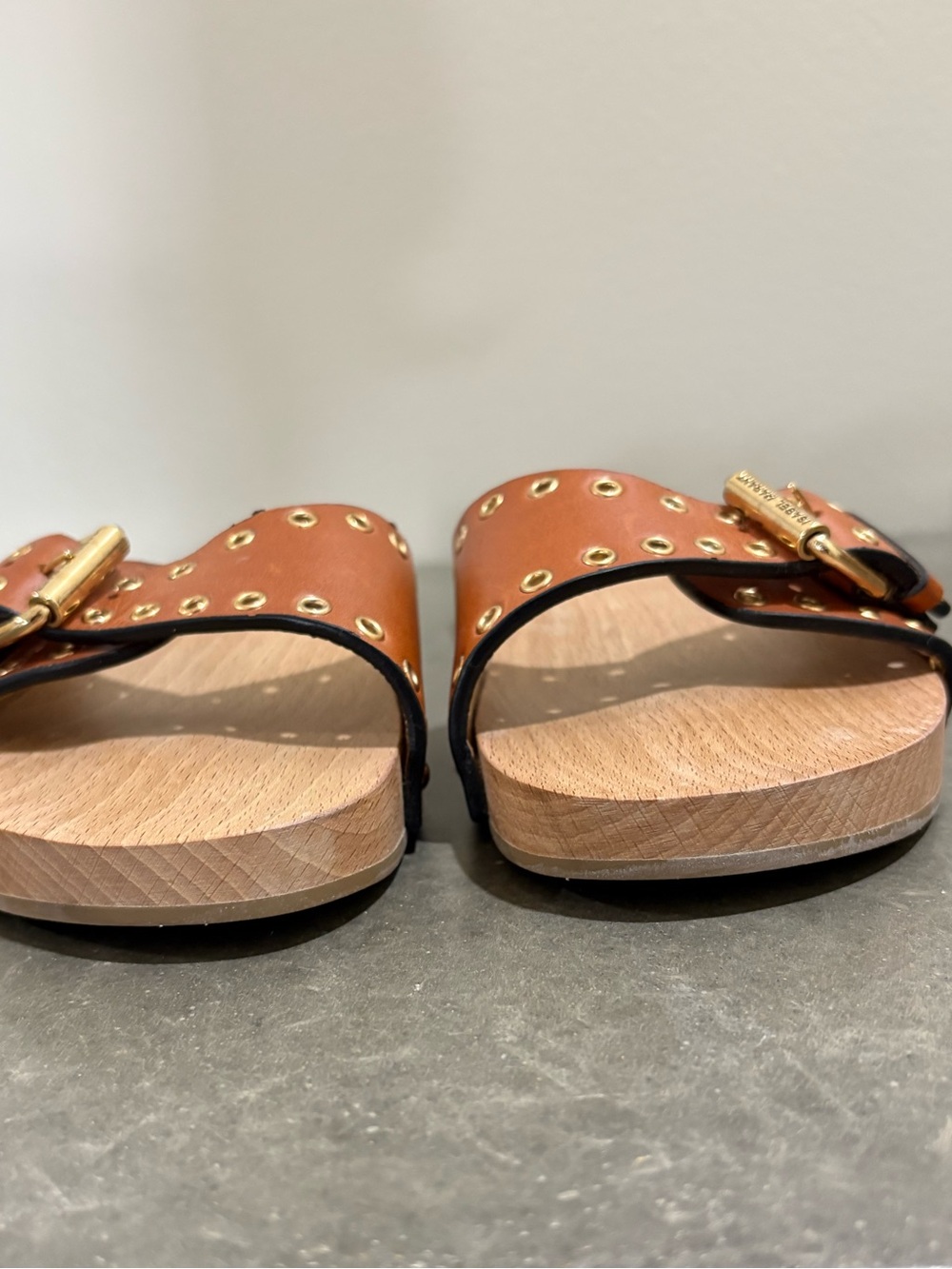 ISABEL MARANT Jaso Leather clogs In Cognac Brown Size 6 - Picture 13 of 14